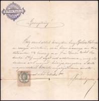 1887 Bp., Pintér Gyula fűszer- és csemege kereskedő által kiállított, saját kezűleg írt bizonyítvány...