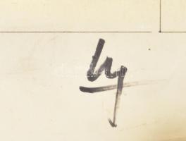 Olvashatatlan jelzéssel: Pincérnő. Szén, papír. Feltekerve, törésnyommal. 42x31 cm