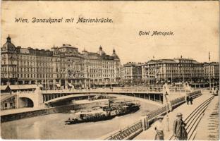 1912 Wien, Vienna, Bécs; Donaukanal mit Marienbrücke / Danube, bridge, steamship (Rb)