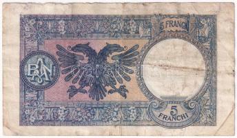 Albánia / Olasz megszállás 1939. 5Fr T:F,VG szakadások Albania / Italian Occupation 1939. 5 Franga C...