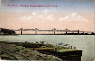 Cernavoda, Cerna Voda, Csernavoda; Podul peste Dunare (Regele Carol I) si Portul / bridge, post (worn corners)