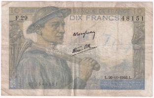 Franciaország 1942. 10Fr T:F France 1942. 10 Francs C:F