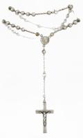 Ezüst(Ag) rózsafüzér, jelzés nélkül, h: 42 cm, nettó: 18,6 g