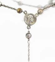 Ezüst(Ag) rózsafüzér, jelzés nélkül, h: 42 cm, nettó: 18,6 g