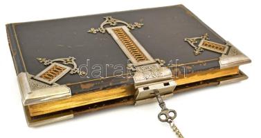 1919-1927 Tinédzser lány naplója, szép kézírásos feljegyzések, korabeli, rendkívül dekoratív, fémver...