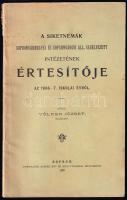 1907 A siketnémák sopronvármegyei és sopronvárosi áll. segélyezett intézetének értesítője az 1906-7. iskolai évről. Sopron, Romwalter Alfréd-ny., 56 p. Kiadói papírkötés, kissé sérült, foltos borítóval.