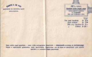 cca 1910 Kanitz és fiai üzleti könyvgyár reklám nyomtatvány 6 p