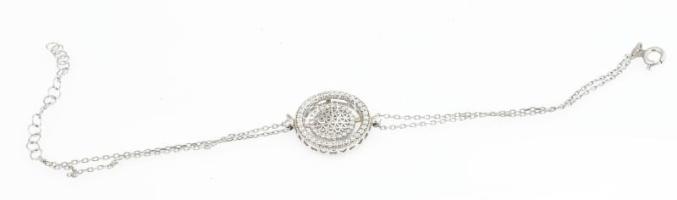 Ezüst(Ag) karkötő köves középrésszel, jelzett, h: 19 cm, bruttó: 2,9 g