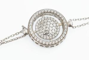 Ezüst(Ag) karkötő köves középrésszel, jelzett, h: 19 cm, bruttó: 2,9 g