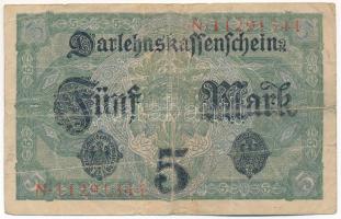Német Birodalom 1917. 5M "N 11291344" T:VG 
German Empire 1917. 5 Mark "N 11291344&q...