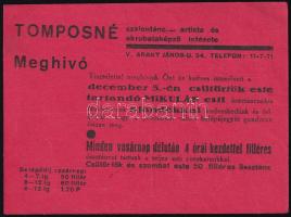 1935 Tomposné Szalontánc, Artista és Akrobataképző Intézete, meghívó Mikulás esti össztáncra, levélként feladva, 14x10 cm