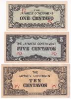 Fülöp-szigetek / Japán megszállás 1942. 1c "PZ" + 5c "PQ" + 10c "PV" T:AU,XF Philippines / Japanese Occupation 1942. 1 Centavos "PZ" + 5 Centavos "PQ" + 10 Centavos "PV" C:AU,XF
