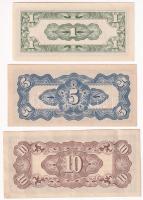 Fülöp-szigetek / Japán megszállás 1942. 1c "PZ" + 5c "PQ" + 10c "PV" T...