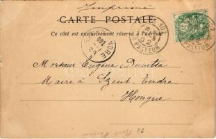 1902 Paris, Le Porte Saint Martin / street, shops (fl) - Eugen Dumtsa-nak címzett levél