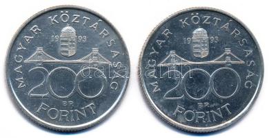1993. 200Ft Ag "MNB" (2x) T:AU,XF patina
Adamo F13