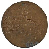 1987. "25 éves a Pécsi Kisgrafika Barátok Köre" kétoldalas, öntött bronz emlékérem (90mm) ...