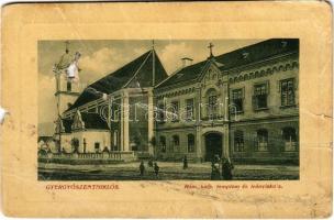 1916 Gyergyószentmiklós, Gheorgheni; Római katolikus templom és leány iskola. W.L. Bp. 6903. Sándorf...