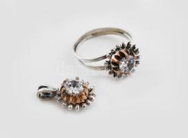 Ezüst(Ag) medál és gyűrű, jelzés nélkül, méret: 56, bruttó: 6 g