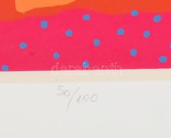 Keserü Ilona (1933-): Szimultán. Szitanyomat, papír, jelzett, számozott (50/100). Üvegezett fakeretb...