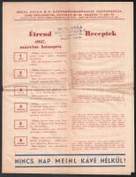 1937 Meinl Gyula Rt. Háztartásgazdasági Tanácsadója, étrend 1937. március hónapra, receptek, gyakorlati tanácsok