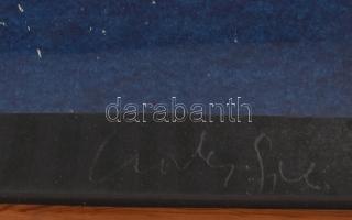 Csorba Simon László (1943-): Kilépő vörös, 1981. Szitanyomat, papír, jelzett, számozott (no. 6). 67x...