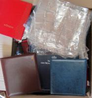 Nagy használt kellék-tétel, benne 31db album, kazetta, közte sok gyűrűs berakó, több db albumlapokkal együtt, hozzá berakólapok!