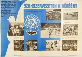 1985 Szakszervezetek a békéért, nagyméretű agitprop plakát, 96x67 cm