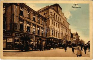 1913 Győr, Baross út, Weisz Ferenc nőifelöltők nagyáruháza, Spitzer Arnold bútor üzlete