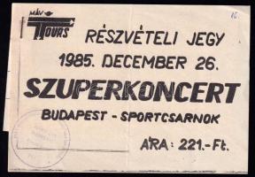1985 Szuperkoncert részvételi jegy, Budapest - Sportcsarnok