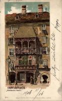 Innsbruck golden-roofed house Emb. litho