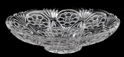Monumentális kristály kínáló, jelzés nélkül, gazdag díszítéssel, minimális kopottsággal, d: 40 cm, m...