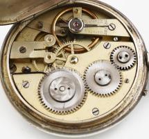 Ezüst(Ag) zsebóra, sérült számlap, jelzett, működőképes állapotban, d: 4,5 cm, bruttó: 74,6 g