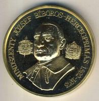 1991. "Mindszenthy József" aranyozott Br 142g 65mm átmérőjű nagyméretű emlékérem T:PP Díszdobozban!