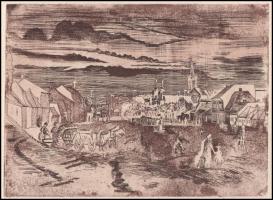 Szotyori Anna (1930-): Marosvásárhely. Aquaforte, aquatinta, papír. Jelzett. Számozott: 2/3. 20x27 c...