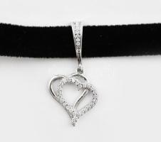 Bársony nyakpánt ezüst(Ag) szerelékekkel, jelzett, h: 38 cm, bruttó: 6,1 g