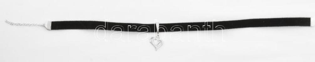 Bársony nyakpánt ezüst(Ag) szerelékekkel, jelzett, h: 38 cm, bruttó: 6,1 g