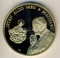 1991. "II.János Pál pápa látogatása-Pécs" aranyozott, piefort, 142g 65mm átmérőjű emlékérem T:PP Díszdobozban!