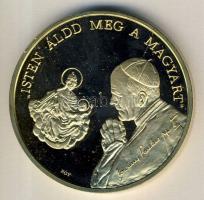 1991. "II.János Pál pápa látogatása-Máriapócs" aranyozott, piefort, 142g 65mm átmérőjű emlékérem T:PP Díszdobozban!