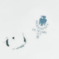 Hollóházi virágmintás bonbonier, rózsa plasztikával, jelzéssel, minimális kopással, h: 15,5 cm