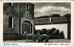 Üdvözlet Mádról! Ott vagyok, ahol a mádi zsidó! Zsidó fuvaros a lovasszekerén / Hungarian Jewish carrier (Rb)