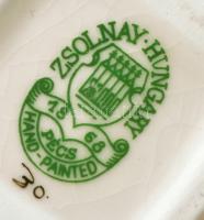 Zsolnay virágmintás váza, jelzéssel, hibátlan, m: 15 cm