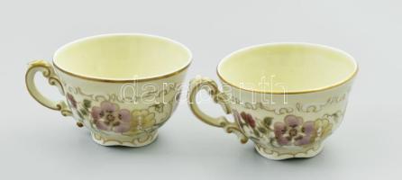 Zsolnay pillangó mintás 6 személyes mokkás készlet. Kézzel festett, jelzett, minimális kopással