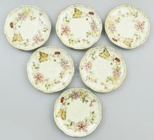 Zsolnay pillangó mintás 6 személyes mokkás készlet. Kézzel festett, jelzett, minimális kopással