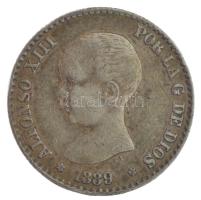 Spanyolország 1889. 50c Ag "XIII. Alfonz" T:VF ü., lyuktömött
Spain 1889. 50 Centimos Ag ...