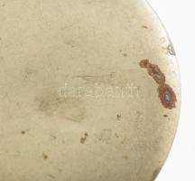 Zománcozott alpakka art deco fényképtartó medál, kis hibával, d: 3,5 cm