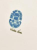 Zsolnay porcelán pillangó mintás süteményes készlet. Kézzel festett, jelzett, hibátlan. d: 17 cm, d:...