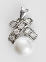 Ezüst(Ag) függő gyönggyel, jelzett, h: 2 cm, bruttó: 2,9 g