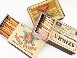8 doboz régi gyufa: Turul és "Szikra" biztonsági gyújtó, Béke gyufa, The Key Safety Match