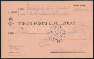 1914 Tábori posta levelezőlap "K.u.K.ETAPPENPOSTAMT 187" , "M.kir. 67. Ik honvéd" hadtáp bélyegzővel