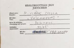 N. Virók Csilla (1955-2014): Várakozás. Pasztell, papír, jelzett, hátoldalán címkén feliratozott. De...